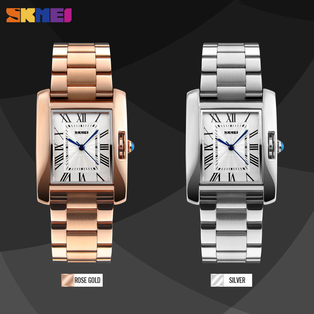 Montre SKMEI Luxe Rectangulaire - Bracelet inoxydable