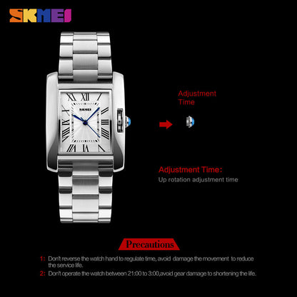 Montre SKMEI Luxe Rectangulaire - Bracelet inoxydable