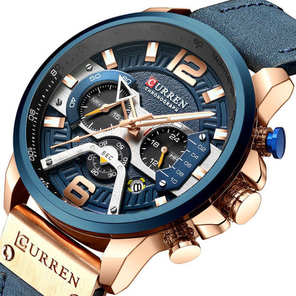 Montre Homme CURREN Chronographe Élégante - Bracelet en Cuir