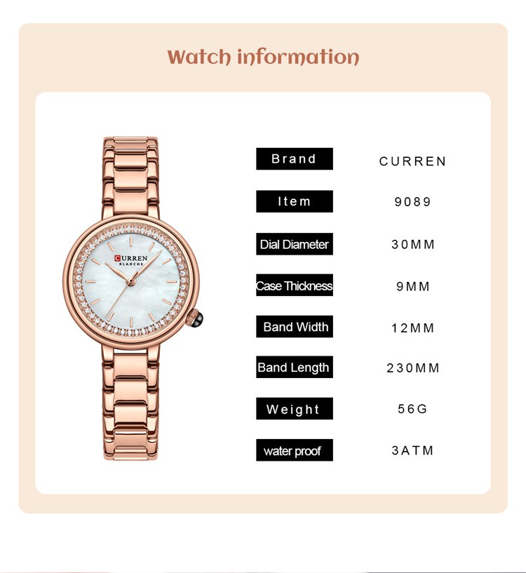 Montre élégante CURREN  originale pour femme avec sa boite